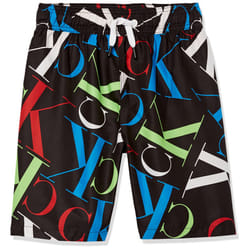 Calvin Klein Boys' Swim Trunk with UPF 50+ Sun Protection  Neon Black
