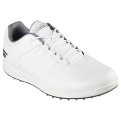 Skechers Men's Pivot Spikeless Golf Shoe  White-Grey  12.5