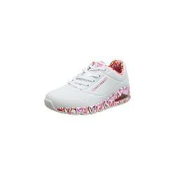 Skechers Women's Uno Loving Love Sneaker, White Durabuck Red Pink Mesh Trim, 5 UK