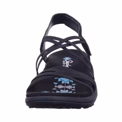 Skechers Women's Reggae Slim-Takes Two Flat Sandal  Black/Black  9