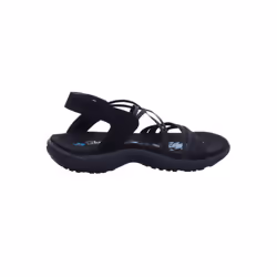 Skechers Women's Reggae Slim-Takes Two Flat Sandal  Black/Black  10