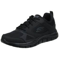 Skechers Men's Walking Sneaker  Black Leather Mesh Black Trim  9