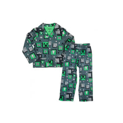 Minecraft 879396-size10 Minecraft Digital Creeper Boys 2-Piece Pajamas - Gray - Size 10