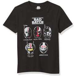 Star Wars Bad Batch Helmet Group Boy's Premium Solid Crew Tee Black Medium