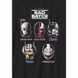 Star Wars Bad Batch Helmet Group Boy's Premium Solid Crew Tee Black Medium