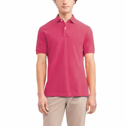 Tommy Hilfiger mens Short Sleeve in Regular Fit Polo Shirt  Raspberry