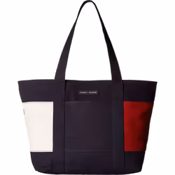 Tommy Hilfiger womens Canvas Tote Shoulder Handbag Navy One Size US