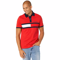 Tommy Hilfiger Men's Short Sleeve Cotton Pique Flag Polo in Regular Fi