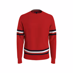 Tommy Hilfiger mens Essential Signature Stripe Crewneck Pullover Sweat