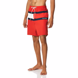 Tommy Hilfiger mens 7  Flag With Quick Dry Swim Trunks  Red  Medium US