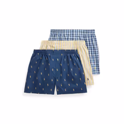 POLO RALPH LAUREN Men's Classic Fit Woven Cotton Boxers Rustic Navy/Campus Yellow Summer Stripe/Cruise Navy Sag Harbor Plaid/ ...