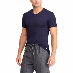 POLO RALPH LAUREN Men's Slim Fit Cotton V-Neck Tee  Cruise Navy/White