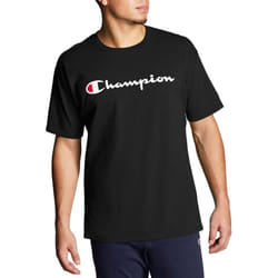 Champion  Classic Graphic  Soft and Comfortable T-Shirts for Men  Logo Reg. or Big & Tall  Black Script  X-Large