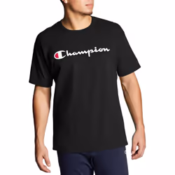 Champion Classic Graphic Soft and Comfortable T-Shirts for Men Logo Reg. or Big & Tall Black Script 4X-Large