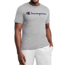 Champion  Classic Graphic  Soft and Comfortable T-Shirts for Men  Logo Reg. or Big & Tall  Oxford Gray Script  Large