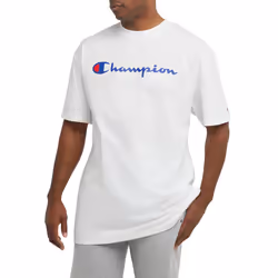 Champion Classic Graphic Soft and Comfortable T-Shirts for Men Logo Reg. or Big & Tall White Script X-Large