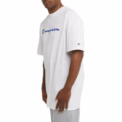 Champion  Classic Graphic  Soft and Comfortable T-Shirts for Men  Logo Reg. or Big & Tall  White Script  X-Large