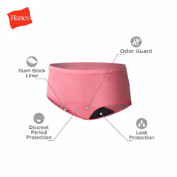 Hanes Girls' Big Comfort Underwear  Hipster Period Panties  Moderate Protection  4-Pack  Boyshort-Pink/Blue/Black-4 Pack  12