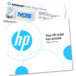 HP Advanced Photo Paper, Glossy, 65 lb, 4 x 12 in. (101 x 305 mm), 10 sheets, Gloss, 250 g/m², Inkjet, 4x12", 10 sheets, 15 - ...