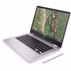 HP Chromebook x360 14b-cb0002na Intel® Pentium® Silver N6000 35.6 cm (14") Touchscreen Full HD 4 GB LPDDR4-SDRAM 64 GB eMMC Wi-Fi 6 (802.11ax) ChromeOS Silver