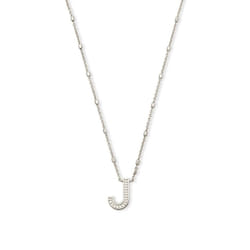 Kendra Scott Letter J Pendant Necklace for Women  Fashion Jewelry  Rhodium-Plated Brass  Rhodium Metal  Letter J