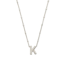 Kendra Scott Letter K Pendant Necklace for Women  Fashion Jewelry  Rhodium-Plated Brass  Rhodium Metal  Letter K