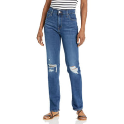 Levi's Women's 724 High Rise Straight Jeans  Dark Indigo Destructed  26 Regular