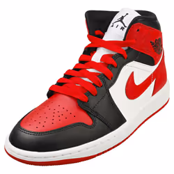 Nike Air Jordan 1 Mid Womens Fashion Trainers in Black Red - 8 UK