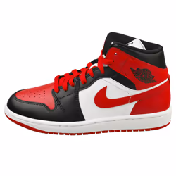 Nike Air Jordan 1 Mid Womens Fashion Trainers in Black Red - 8 UK