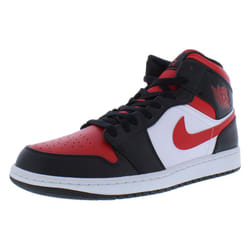 Nike Men's Air Jordan 1 Mid Sneaker  White/Black-red  10