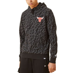 New Era Mens Chicago Bulls NBA Leopard Print Sweatshirt Hoodie - Grey - M, Grey
