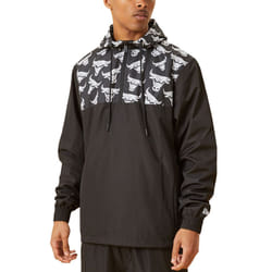 New Era Mens Chicago Bulls NBA 1/4 Zip Colourblock Windbreaker Jacket - Black - 2XL, Black