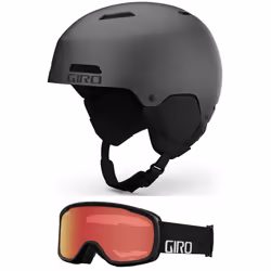 Giro Ledge Combo Pack Ski Helmet - Snowboarding Helmet with Matching Goggles Matte Graphite/Black Wordmark XL (62.5-65cm)