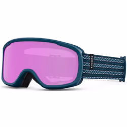 Giro Moxie Ski Goggles - Snowboard Goggles for Women & Youth - Harbor Blue Sequence Strap with Amber Pink/Yellow Lenses