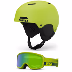 Giro Ledge MIPS Combo Pack Ski Helmet - Snowboarding Helmet with Matching Goggles Ano Lime/Ano Lime Flow M (55.5-59cm)