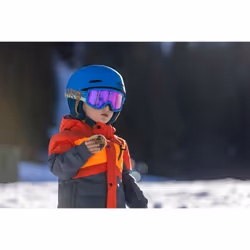 Giro Buster Youth Ski Goggles - Snowboard Goggles for Kids  Boys  and Girls - Red Geo Camo Strap with Amber Rose Lens