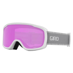Giro Moxie Ski Goggles - Snowboard Goggles for Women and Youth - White/Grey Chute Strap with Amber Pink/Yellow Lenses