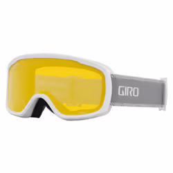 Giro Moxie Ski Goggles - Snowboard Goggles for Women and Youth - White/Grey Chute Strap with Amber Pink/Yellow Lenses