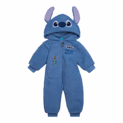 Disney Lilo & Stitch Newborn Baby Boys Cozy Sherpa Zip Up Cosplay Coverall Blue 0-3 Months