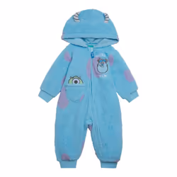 Disney Monsters Inc. Mike Sully Infant Baby Boys Cozy Sherpa Zip Up Cosplay Coverall Blue/Sulley 12 Months