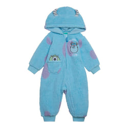 Disney Monsters Inc. Mike Sully Infant Baby Boys Cozy Sherpa Zip Up Cosplay Coverall Blue/Sulley 12 Months