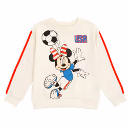 Disney Minnie Mouse Little Girls French Terry Oversized Drop Shoulder Sweatshirt Soccer 7-8