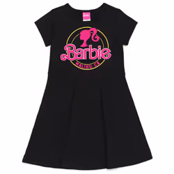 Barbie Little Girls 2 Pack Skater Dresses Logo Pink/Black 7-8