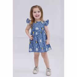 Disney Minnie Mouse Floral Toddler Girls Chambray Skater Dress Flowers