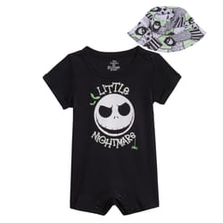 Disney Nightmare Before Christmas Jack Skellington Infant Baby Boys Romper and Hat Black 9-12 Months