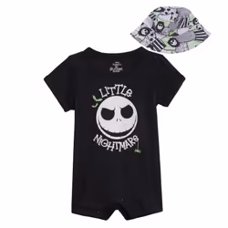 Disney Nightmare Before Christmas Jack Skellington Newborn Baby Boys Romper and Hat Black 0-3 Months