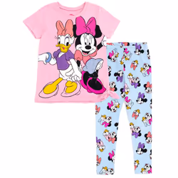 Disney Daisy Duck Minnie Mouse Toddler Girls T-Shirt and Leggings Outfit Set Pink/Blue 4T