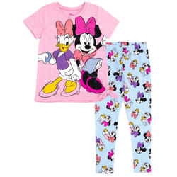 Disney Daisy Duck Minnie Mouse Toddler Girls T-Shirt and Leggings Outfit Set Pink/Blue 4T