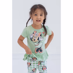 Disney Minnie Mouse Floral Toddler Girls Peplum T-Shirt and Leggings O