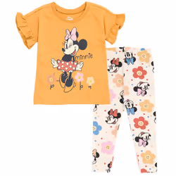 Disney Minnie Mouse Little Girls T-Shirt and Leggings Outfit Set Brown